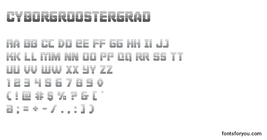Schriftart Cyborgroostergrad – Alphabet, Zahlen, spezielle Symbole