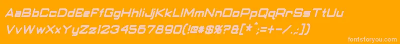 Fonte ClassicRobotCondensedBoldItalic – fontes rosa em um fundo laranja