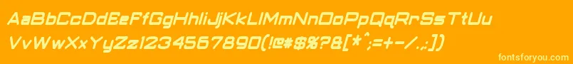 ClassicRobotCondensedBoldItalic-Schriftart – Gelbe Schriften auf orangefarbenem Hintergrund