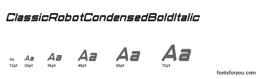 Размеры шрифта ClassicRobotCondensedBoldItalic