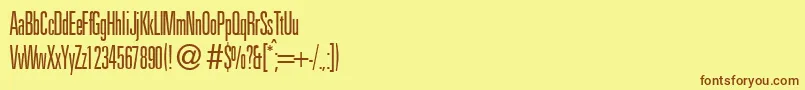 UniversalxcldbNormal-fontti – ruskeat fontit keltaisella taustalla