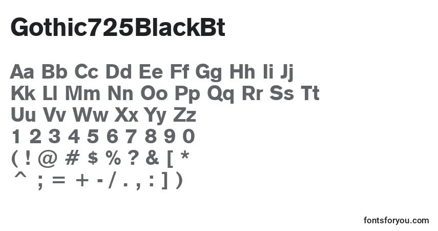 A fonte Gothic725BlackBt – alfabeto, números, caracteres especiais