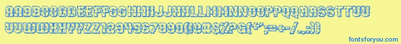 LedSpecimen-Schriftart – Blaue Schriften auf gelbem Hintergrund