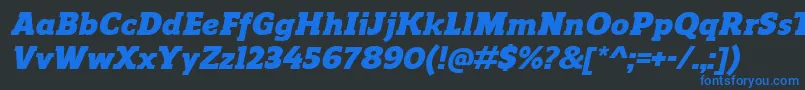 Fonte ReganslabBlackitalic – fontes azuis em um fundo preto