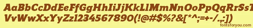 Шрифт ReganslabBlackitalic – коричневые шрифты на жёлтом фоне