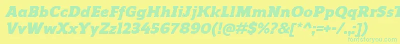 フォントReganslabBlackitalic – 黄色い背景に緑の文字