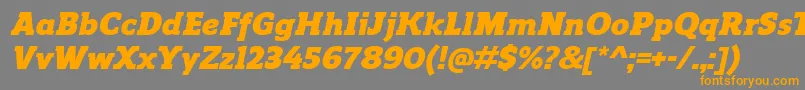 Weitere Informationen zur ReganslabBlackitalic-Schriftart ReganslabBlackitalic-Schriftart – Orangefarbene Schriften auf grauem Hintergrund