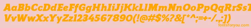 Fonte ReganslabBlackitalic – fontes laranjas em um fundo rosa
