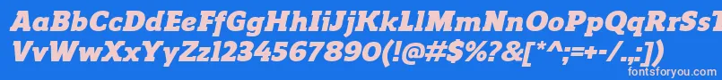 フォントReganslabBlackitalic – ピンクの文字、青い背景