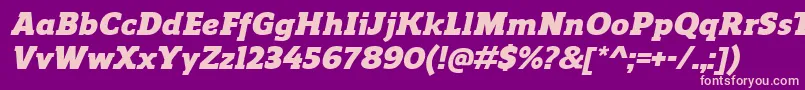 ReganslabBlackitalic Font – Pink Fonts on Purple Background
