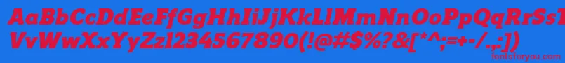 En savoir plus sur la police ReganslabBlackitalic Police ReganslabBlackitalic – polices rouges sur fond bleu