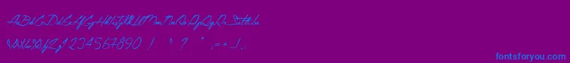 TheConstellationOfHeracles-Schriftart – Blaue Schriften auf violettem Hintergrund