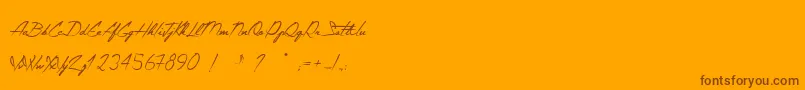 TheConstellationOfHeracles-Schriftart – Braune Schriften auf orangefarbenem Hintergrund