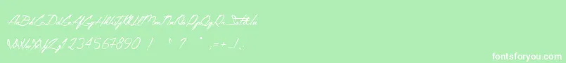 TheConstellationOfHeracles-Schriftart – Weiße Schriften auf grünem Hintergrund