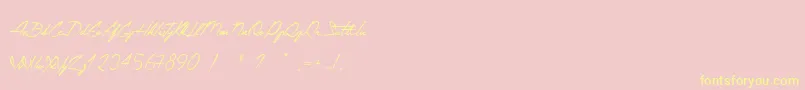 TheConstellationOfHeracles-Schriftart – Gelbe Schriften auf rosa Hintergrund