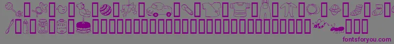 フォントAbartfontsBabyboomtwo – 紫色のフォント、灰色の背景