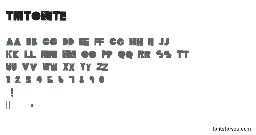 A fonte Tmtonite – alfabeto, números, caracteres especiais