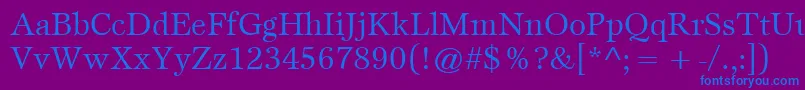 ItcEspritLtBook-fontti – siniset fontit violetilla taustalla