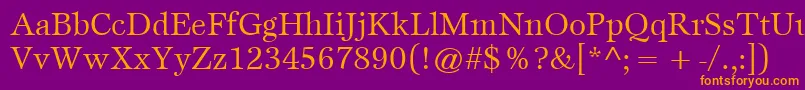 ItcEspritLtBook-fontti – oranssit fontit violetilla taustalla