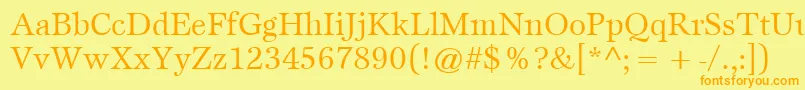 ItcEspritLtBook-fontti – oranssit fontit keltaisella taustalla