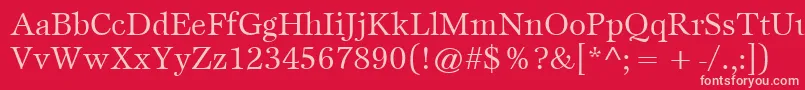 ItcEspritLtBook-fontti – vaaleanpunaiset fontit punaisella taustalla