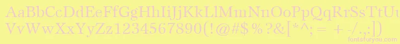 ItcEspritLtBook-fontti – vaaleanpunaiset fontit keltaisella taustalla