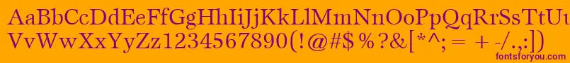 ItcEspritLtBook-fontti – violetit fontit oranssilla taustalla
