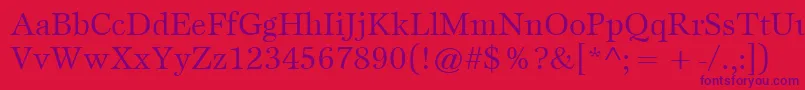 ItcEspritLtBook-Schriftart – Violette Schriften auf rotem Hintergrund