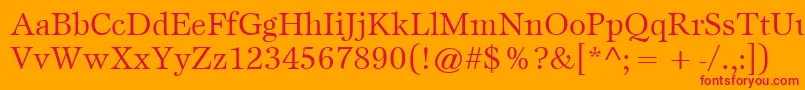 ItcEspritLtBook-fontti – punaiset fontit oranssilla taustalla