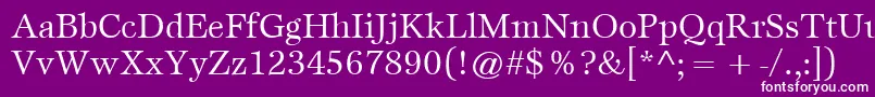 Fonte ItcEspritLtBook – fontes brancas em um fundo violeta