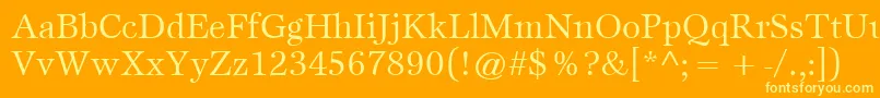 ItcEspritLtBook-fontti – keltaiset fontit oranssilla taustalla