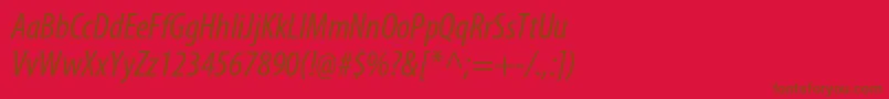 フォントMyriadproCondit – 赤い背景に茶色の文字