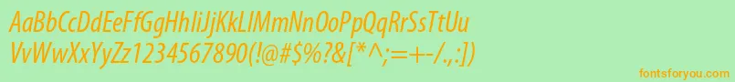 MyriadproCondit Font – Orange Fonts on Green Background
