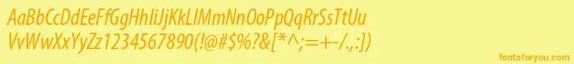 フォントMyriadproCondit – オレンジの文字が黄色の背景にあります。