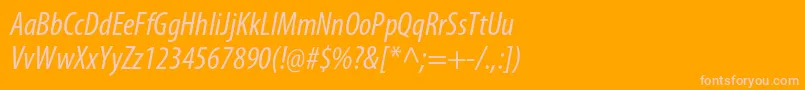 Fonte MyriadproCondit – fontes rosa em um fundo laranja