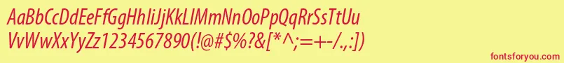 Шрифт MyriadproCondit – красные шрифты на жёлтом фоне