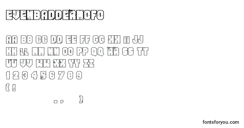 A fonte EvenBadderMofo – alfabeto, números, caracteres especiais