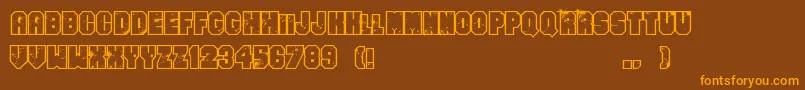 EvenBadderMofo-Schriftart – Orangefarbene Schriften auf braunem Hintergrund