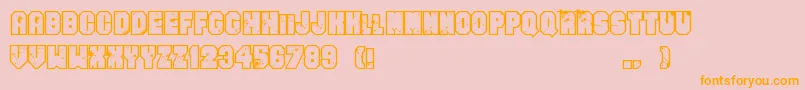 フォントEvenBadderMofo – オレンジの文字がピンクの背景にあります。