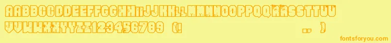 フォントEvenBadderMofo – オレンジの文字が黄色の背景にあります。
