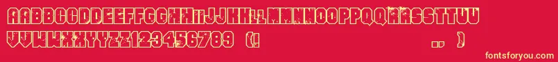 Fonte EvenBadderMofo – fontes amarelas em um fundo vermelho