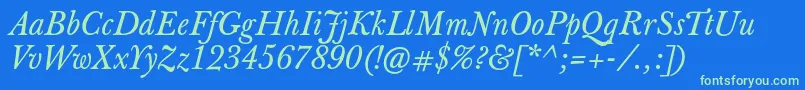 JbaskervilletxnItalic Font – Green Fonts on Blue Background