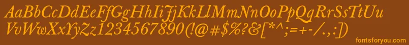 JbaskervilletxnItalic Font – Orange Fonts on Brown Background