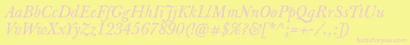 JbaskervilletxnItalic Font – Pink Fonts on Yellow Background