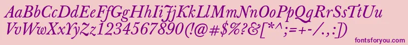 JbaskervilletxnItalic Font – Purple Fonts on Pink Background