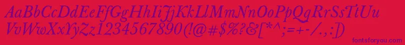 JbaskervilletxnItalic Font – Purple Fonts on Red Background