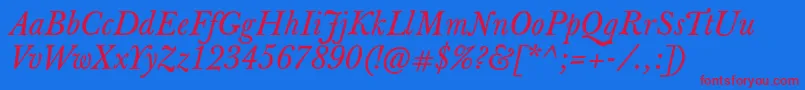 JbaskervilletxnItalic Font – Red Fonts on Blue Background