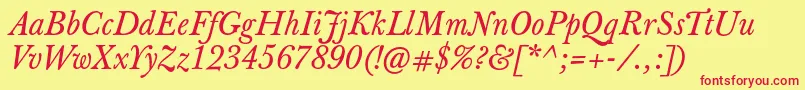 JbaskervilletxnItalic Font – Red Fonts on Yellow Background