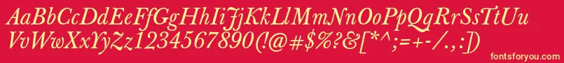 JbaskervilletxnItalic Font – Yellow Fonts on Red Background