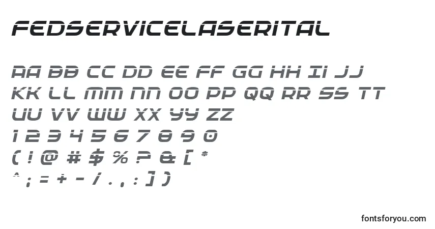 Schriftart Fedservicelaserital – Alphabet, Zahlen, spezielle Symbole